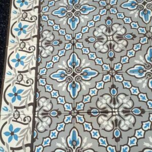 Carrelage Ciment Céramique Ancien Fleur bleu Réf 002