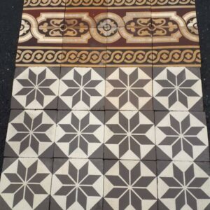Carrelage Ciment Céramique Ancien Etoile Gris Blanc Réf 010