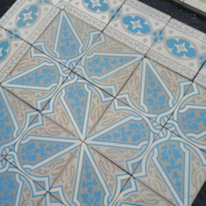 Carrelage Ciment Céramique Ancien Fleur Bleu Art Déco Réf 012