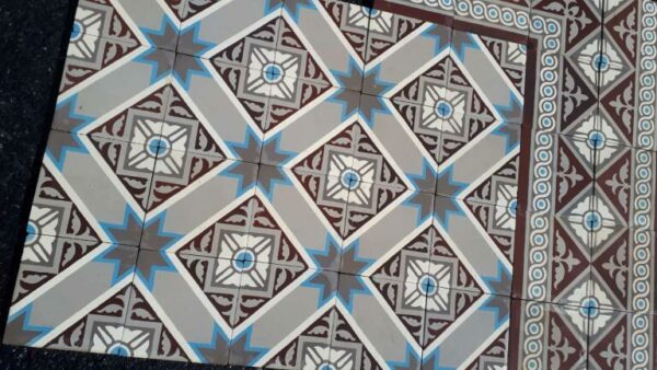 Carrelage Céramique Gris Médaillon Bleu Gris Grec