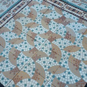 Carrelage Ciment Céramique Ancien MosaÏque Turquoise Orange Réf 014