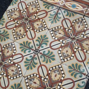 Carrelage Ciment Céramique Ancien Fougère et Etoile Réf 016
