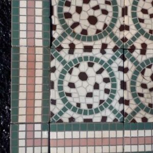 Carrelage Ciment Céramique Ancien Mosaique Cercle vert et  Réf 026
