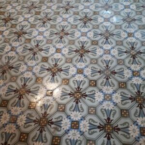 Carrelage Ciment Céramique Ancien  Réf 138  Fleurs & Cabochon - 40m2 +