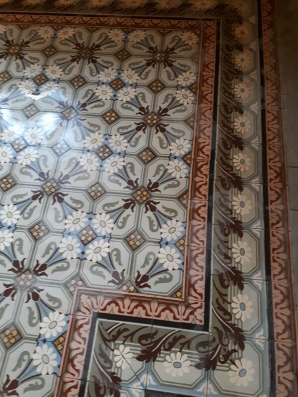 Carrelage Ciment Céramique Ancien  Réf 138  Fleurs & Cabochon - 40m2 + – Image 3