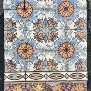 Carrelage Ciment Céramique Ancien  Réf 136 fleur tounesol - 30m2 +