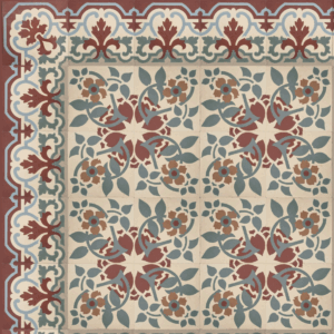 Carrelage Céramique Ancien  Réf 150  Bouquet Fleur - 15 m2