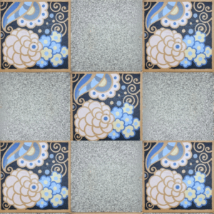 Carrelage Céramique Ancien  Réf 154  Fleur Nuit & Gris Chiné - 15 m2
