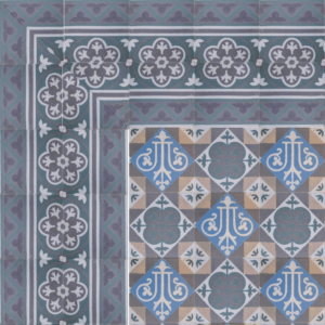 Carrelage Céramique Ancien  Réf 155  Baroque double bordure Maufroid